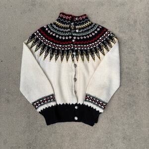 Women's Vintage William & Schmidt Handmade Norwegian White Wool Sweater Sz Large